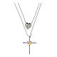 Illumina double necklace by Agios, cross and heart, rhinestones and 925 silver s1