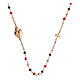 Agios Sacred Heart choker of rosé 925 silver, red and brown beads s1