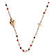 Agios Sacred Heart choker of rosé 925 silver, red and brown beads s1