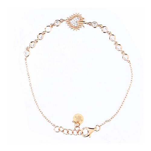 O Sacrum Cor bracelet by Agios, rosé 925 silver and white rhinestones 1