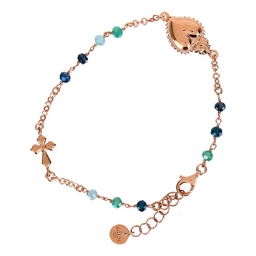 Agios Sacred Heart bracelet of rosé 925 silver, blue beads 3