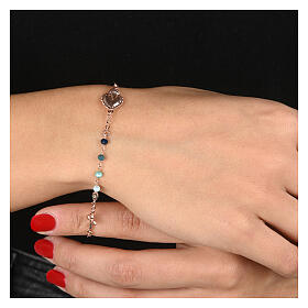 Bracelet Sacré Coeur argent 925 rosé grains bleus Agios