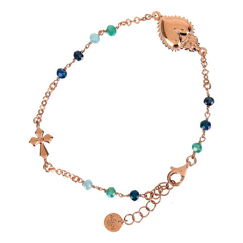 Pulseira Sagrado Coração rosê contas azuis Agios 4