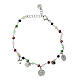 Agios Amore bracelet with dangle charms and multicoloured beads, rhodium-plated 925 silver s1