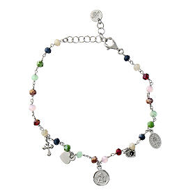 Bracciale Amore argento grani verdi rosa Agios