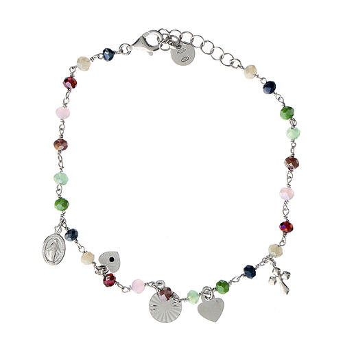 Bracciale Amore argento grani verdi rosa Benedictus 3