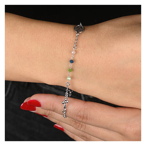 Pulsera plata 925 granos azules Milagrosa Agios 2