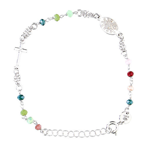 Bracciale argento 925 grani azzurri Miracolosa Agios 3