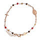 Agios bracelet with red and brown beads and Miraculous Medal, rosé 925 silver s1