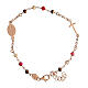 Agios bracelet with red and brown beads and Miraculous Medal, rosé 925 silver s2