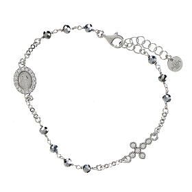 Agios single decade bracelet with Miraculous Medal, rhodium-plated 925 silver and rhinestones