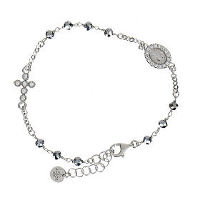 Agios single decade bracelet with Miraculous Medal, rhodium-plated 925 silver and rhinestones