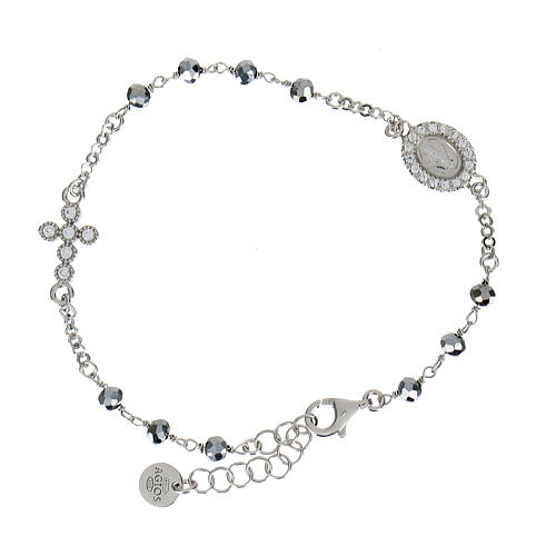 Agios single decade bracelet with Miraculous Medal, rhodium-plated 925 silver and rhinestones 2
