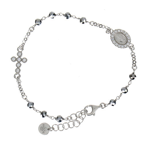 Agios single decade bracelet with Miraculous Medal, rhodium-plated 925 silver and rhinestones 3