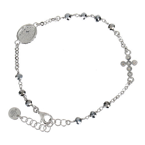 Agios single decade bracelet with Miraculous Medal, rhodium-plated 925 silver and rhinestones 4