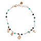 Agios Amore bracelet with dangle charms and blue beads, rosé 925 silver s1