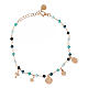 Agios Amore bracelet with dangle charms and blue beads, rosé 925 silver s2