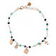 Bracciale argento rosé grani celeste medaglie Agios s1