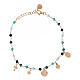 Bracciale argento rosé grani celeste medaglie Agios s3
