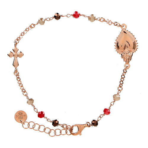 Agios Sacred Heart bracelet of rosé 925 silver, red beads 2