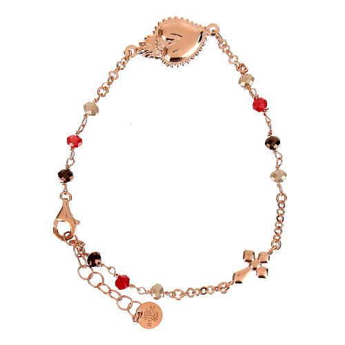 Agios Sacred Heart bracelet of rosé 925 silver, red beads 3