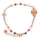 Agios Sacred Heart bracelet of rosé 925 silver, red beads s2