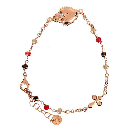Pulsera plata rosada granos mulitcolores Sagrado Corazón Agios 3