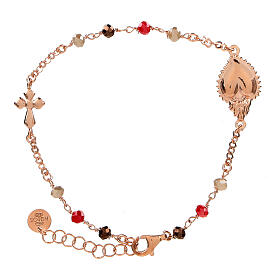 Sacred Heart bracelet rose silver with multicolored grains Agios