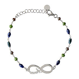 Color Infinitum bracelet by Agios, blue and green stones, rhodium-plated 925 silver