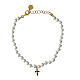 Bransoletka Crucis, perły, krzyż z cyrkoniami niebieskimi, Agios, srebro 925 s1