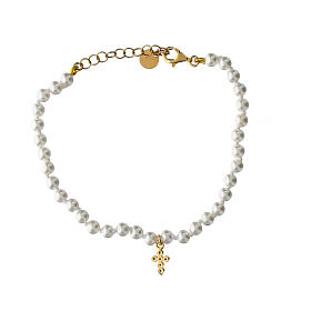 Crucis bracelet Agios blue zircon cross pearls 925 silver