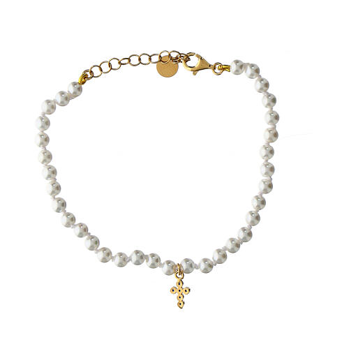 Crucis bracelet Agios blue zircon cross pearls 925 silver 2