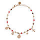 Agios Amore bracelet with dangle charms and red beads, rosé 925 silver s1