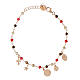 Agios Amore bracelet with dangle charms and red beads, rosé 925 silver s2