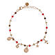 Bracelet Amore argent 925 rosé grains rouges et bruns et breloques Agios s1