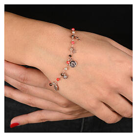 Bracciale argento rosé grani multi arancio Amore Agios