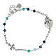 Agios Sacred Heart bracelet of rhodium-plated 925 silver, blue beads s1