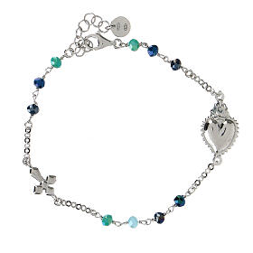 Pulsera Sagrado Corazón plata granos azules Benedictus