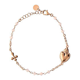 Pulsera Sagrado Corazón plata rosada granos rosa Agios