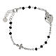 Agios Sacred Heart bracelet of rhodium-plated 925 silver, black beads s1