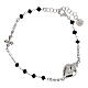 Pulsera Sagrado Corazón granos negros plata rodiada Agios s4