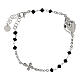 Rhodium-plated silver black beads Sacred Heart bracelet Agios s1