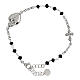 Rhodium-plated silver black beads Sacred Heart bracelet Agios s2