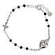 Rhodium-plated silver black beads Sacred Heart bracelet Agios s3