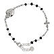 Rhodium-plated silver black beads Sacred Heart bracelet Agios s3