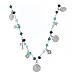 Amore necklace with dangle charms and blue beads, 925 silver, Agios Gioielli s1