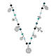 Amore necklace with dangle charms and blue beads, 925 silver, Agios Gioielli s2