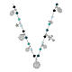 Amore necklace with dangle charms and blue beads, 925 silver, Agios Gioielli s1