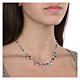Collana Amore argento grani celeste medaglie Agios s2