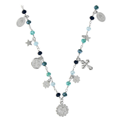 Amore silver necklace celestial grains Agios medals 2